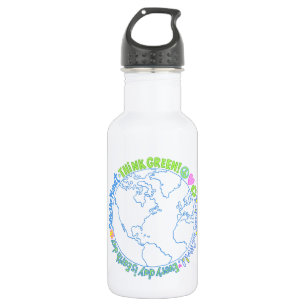 Botella De Agua Pensar en el mundo verde