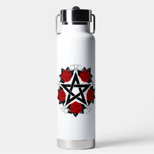 Botella De Agua Pentagram con rosas rojas