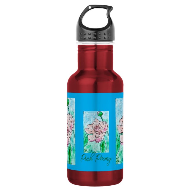 Botella De Agua Peonía Rosa  (Anverso)