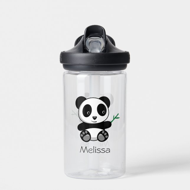 Botella De Agua Pequeño Panda lindo con palo de bambú (Delante)