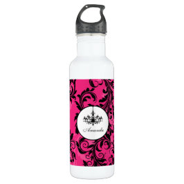 Botella De Agua Pergamino de araña blanca rosada