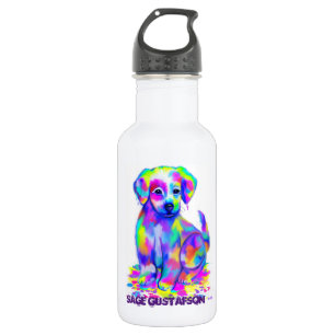 Botella De Agua Perrito pintado arco iris