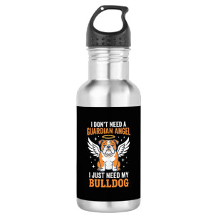 Botella De Agua Perro Ángel de la Guarda Bulldog