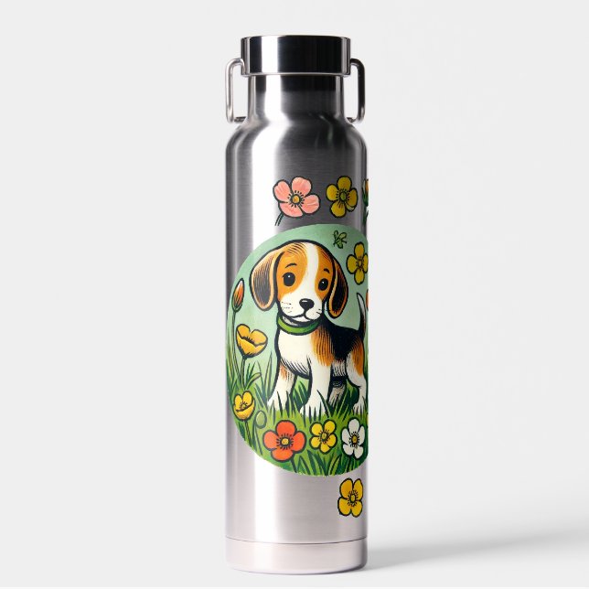Botella De Agua Perro Beagle Feliz (Delantero)