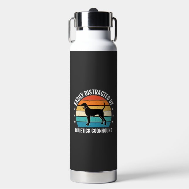 Botella De Agua Perro Bluetick Coonhound Atardecer Retro (Frente)