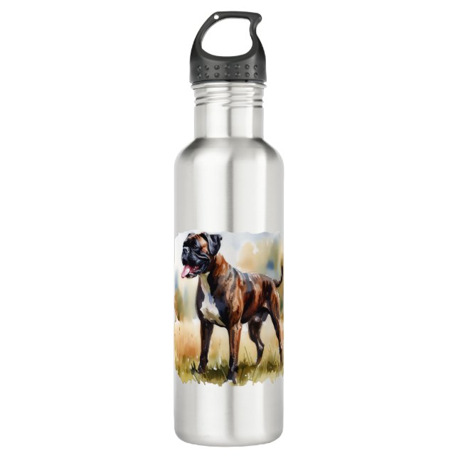Botella De Agua Perro Boxer Acuarela (Anverso)