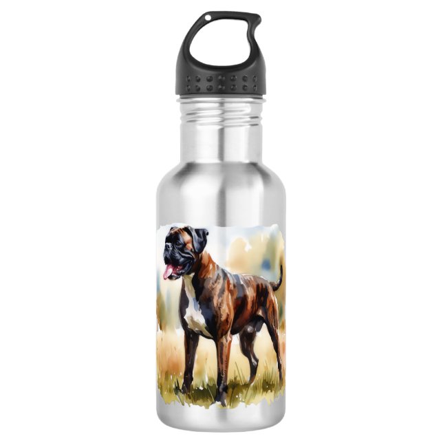 Botella De Agua Perro Boxer Acuarela (Anverso)