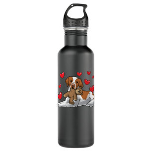 Botella De Agua Perro Británico Con Animales Y Corazones Llenos