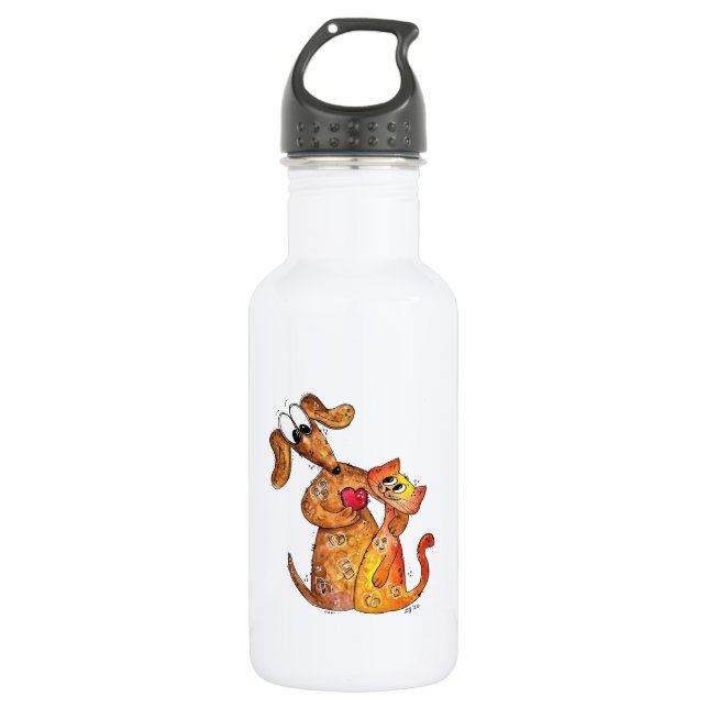 Botella De Agua Perro caprichoso y gato (Anverso)