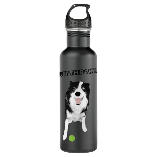 Botella De Agua Perro collie fronterizo - Divertido solo lanza bol (Anverso)