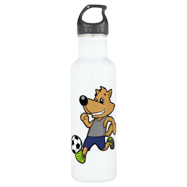 Botella De Agua Perro como jugador de fútbol en el fútbol (Anverso)