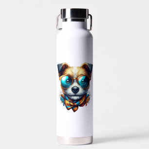 Botella De Agua Perro con gafas elegante arte de mascota moderno y
