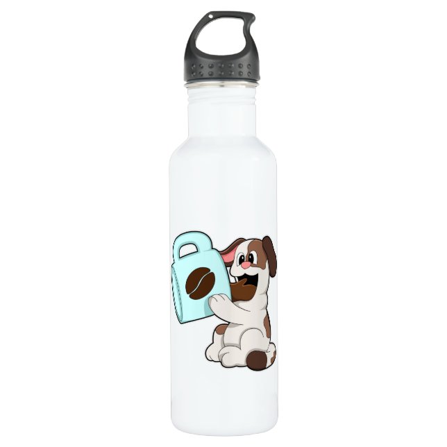 Botella De Agua Perro con taza de café (Anverso)