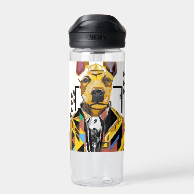 Botella De Agua Perro con traje: Arte digital (Atrás)