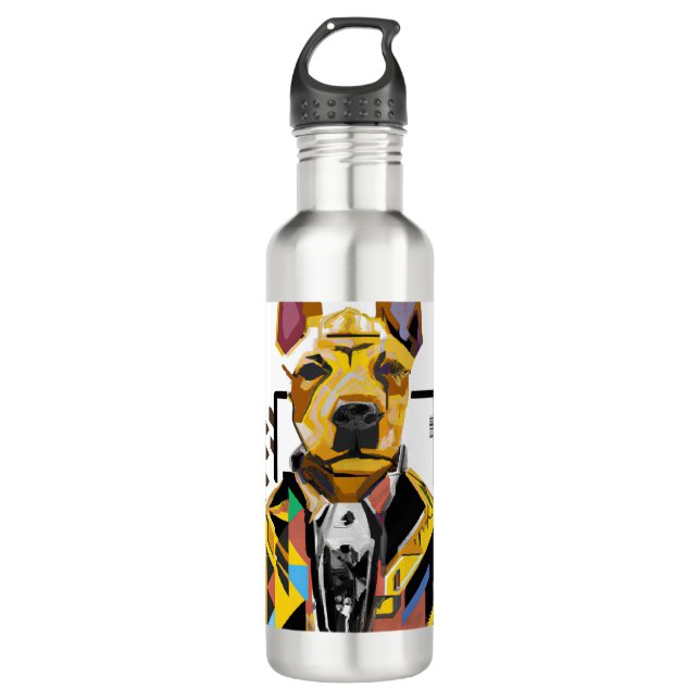 Botella De Agua Perro con traje: Arte digital (Anverso)