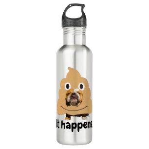 Botella De Agua Perro con traje de Emoji de caca