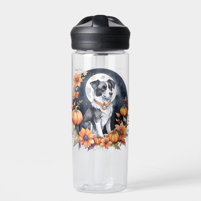 Botella De Agua Perro Cute Halloween Floral Moon Canine Lover (Delante)