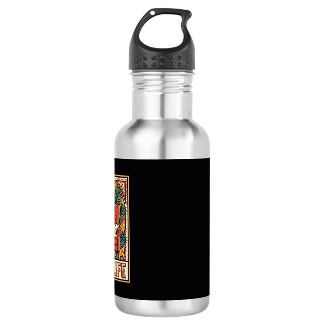 Botella De Agua Perro de Arte Popular Retro Pug (Anverso)