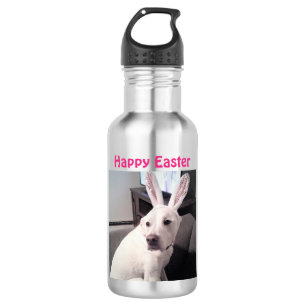 Botella De Agua Perro de Cachorro Blanco Con Orejas De Conejo De P