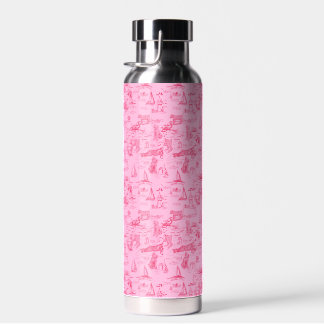 Botella De Agua Perro de Mar Rosa Toile 