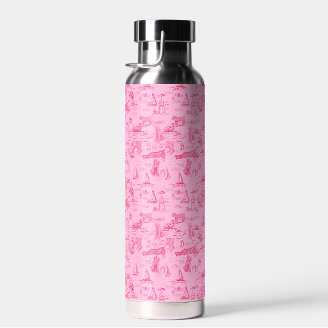 Botella De Agua Perro de Mar Rosa Toile  (Derecha)