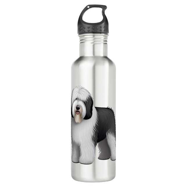 Botella De Agua Perro de oveja inglés 10 (Anverso)