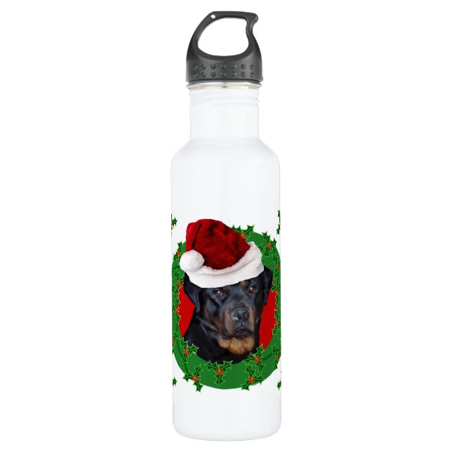 Botella De Agua Perro de Rottweiler del navidad (Anverso)