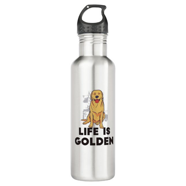 Botella De Agua Perro del Golden Retriever - La vida es dorada (Anverso)
