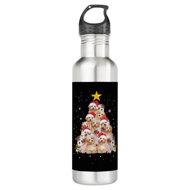 Botella De Agua Perro divertidísimo del árbol de Navidad (Anverso)