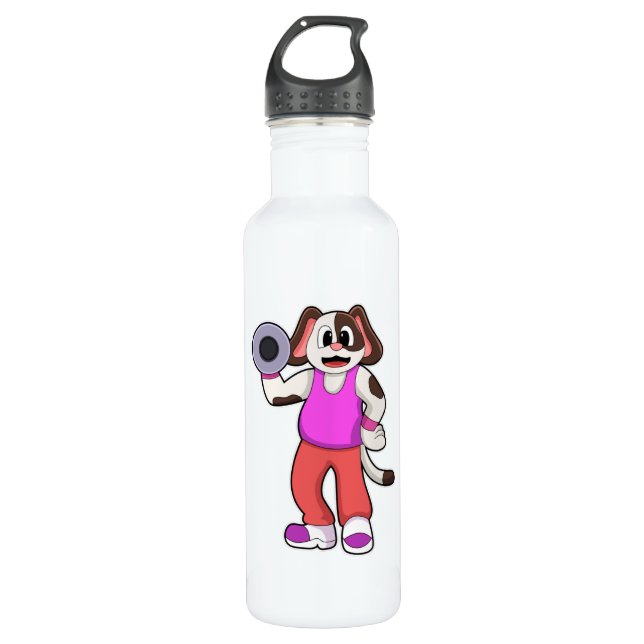 Botella De Agua Perro en Bodybuilding con Dumbbell (Anverso)