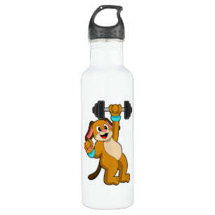 Botella De Agua Perro en entrenamiento de fuerza con Dumbbell