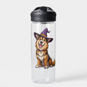 Botella De Agua Perro Feliz con un Sombrero de Bruja