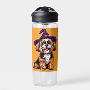 Botella De Agua Perro Feliz con un Sombrero de Bruja