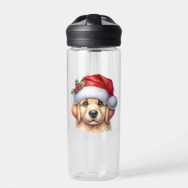 Botella De Agua Perro Golden Retriever con Santa Claus Style-82535 (Delante)