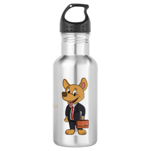 Botella De Agua Perro gracioso usando traje de negocios personaliz