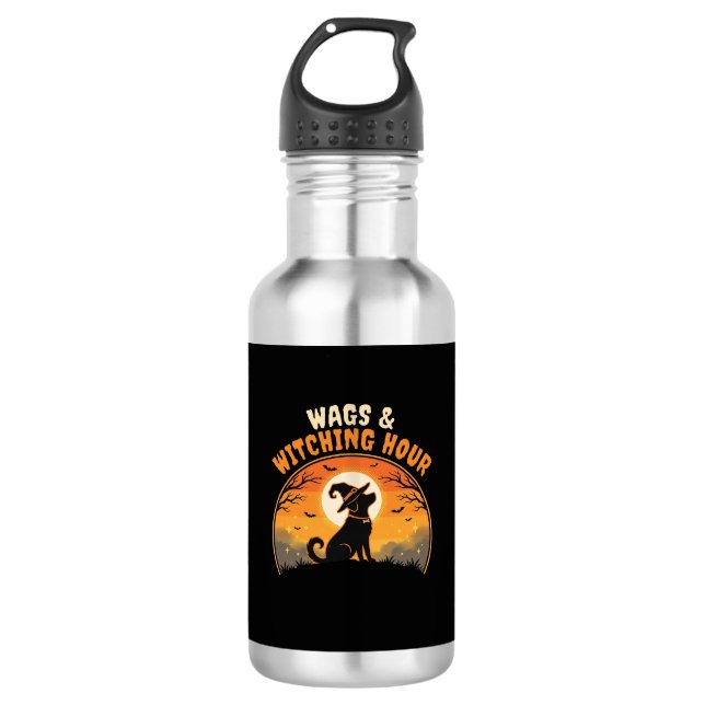 Botella De Agua Perro Halloween Luz de Luna (Anverso)