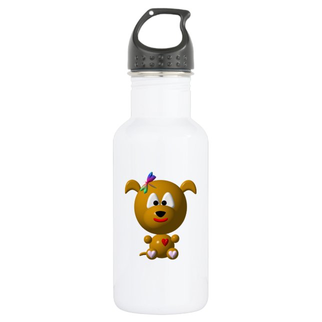 Botella De Agua Perro lindo con libélula (Anverso)