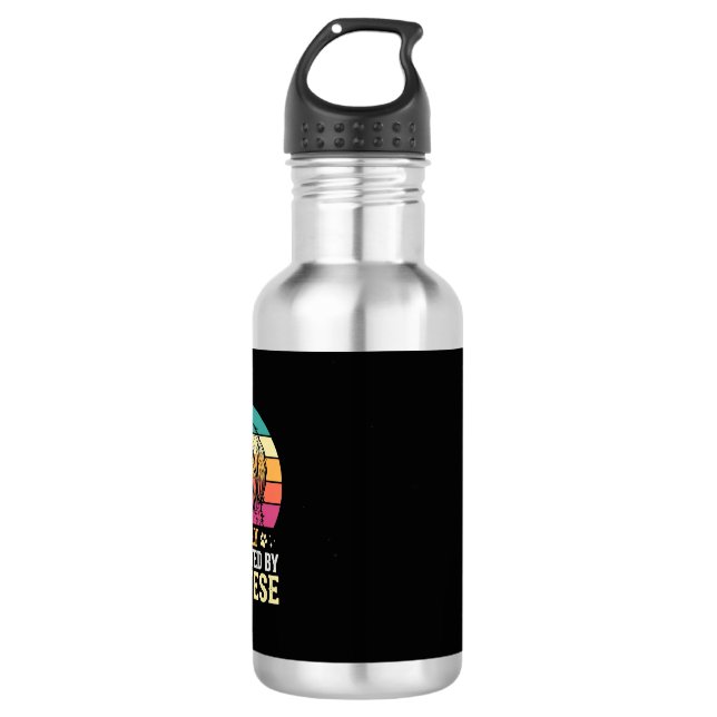 Botella De Agua Perro maltés distraído en puesta de sol retro (Anverso)