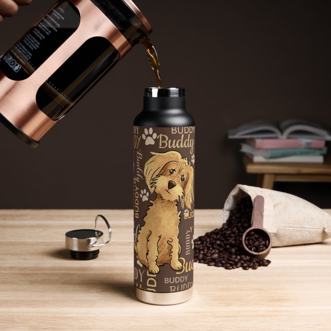 Botella De Agua Perro marrón personalizado (Café)
