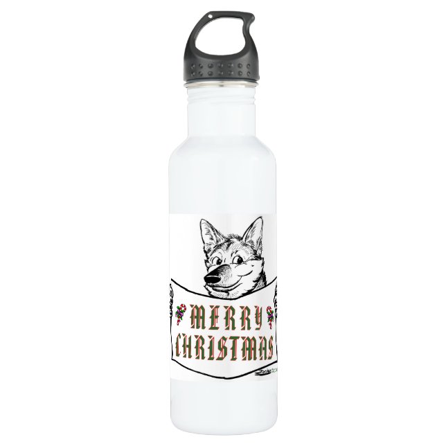 Botella De Agua Perro navidad: ¡Feliz Navidad! (Anverso)