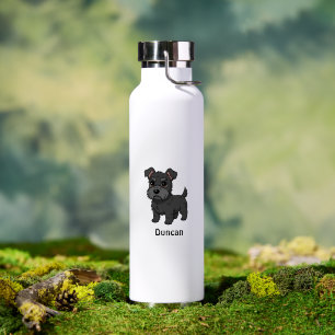 Botella De Agua Perro negro lindo Terrier Escocés Nombre personali