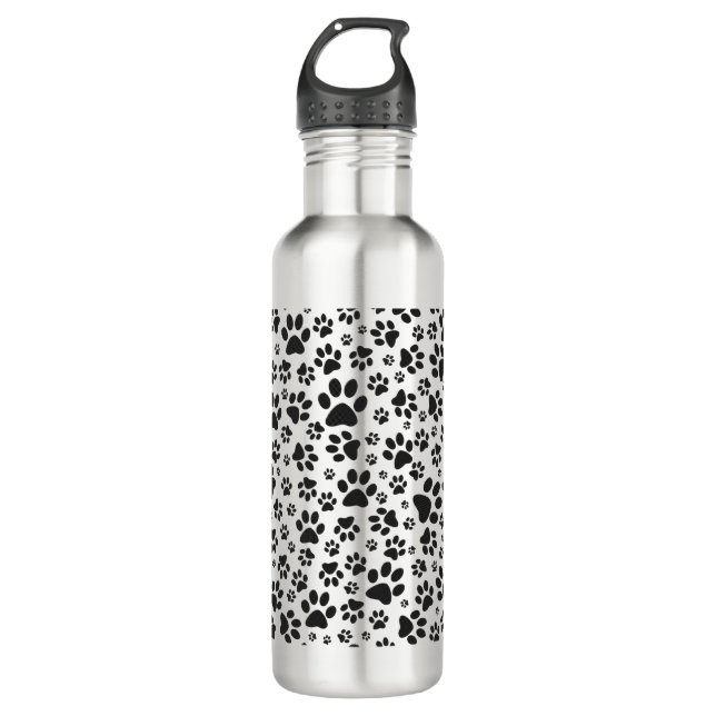 Botella De Agua Perro Paws Black and White Polka Dot (Anverso)