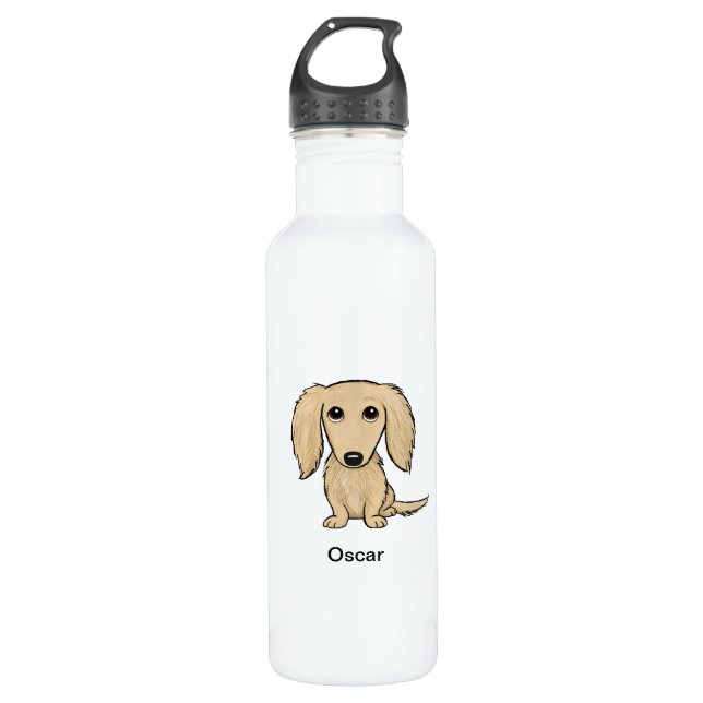 Botella De Agua Perro poner crema de pelo largo del Dachshund (Anverso)
