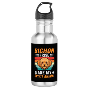 Botella De Agua Perro retro espíritu animal Bichon Frise