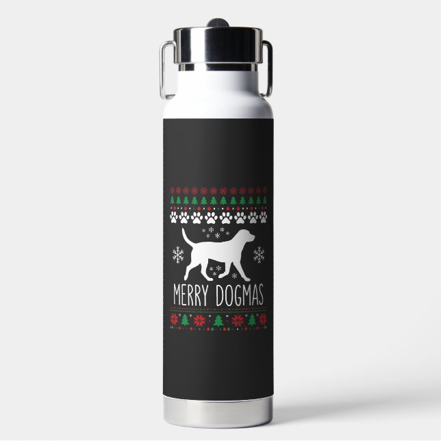 Botella De Agua Perro Vector de Navidad de Dogmas Alegres (Frente)