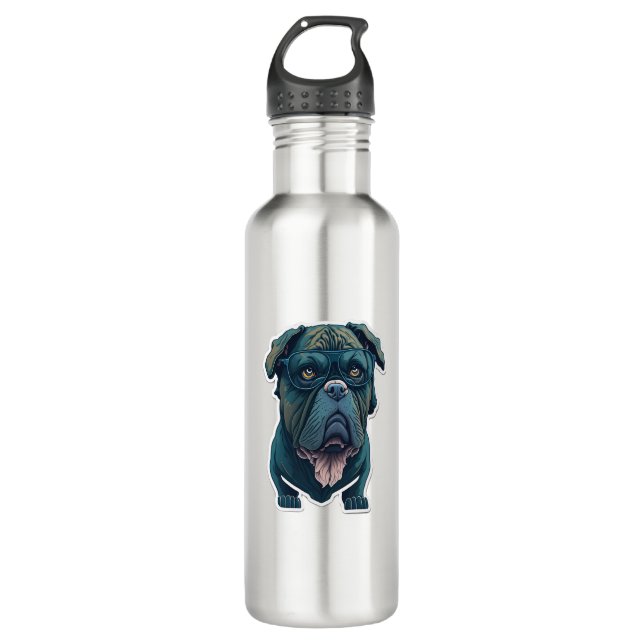 Botella De Agua Perro verde con gafas (Anverso)