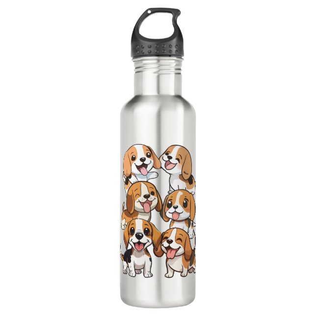 Botella De Agua perros beagles adorables (Anverso)