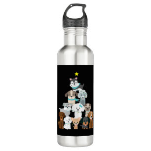 Botella De Agua Perros de árbol de Navidad