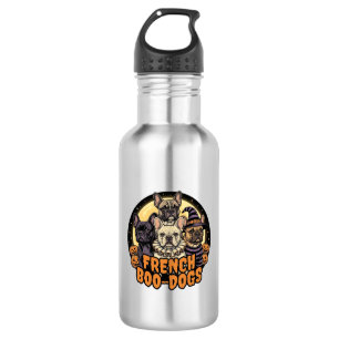 Botella De Agua Perros franceses Boo Halloween diseño de Bulldog f
