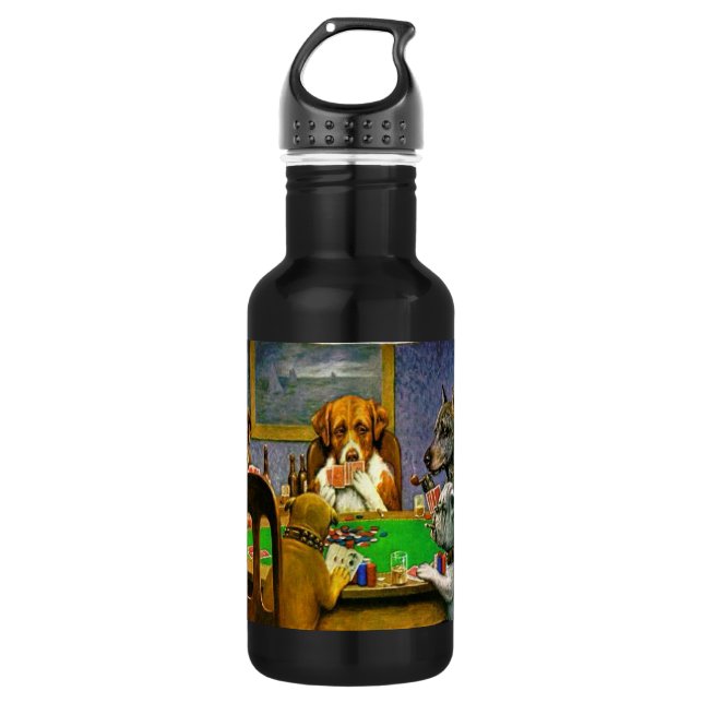 Botella De Agua Perros jugando al póquer (Anverso)